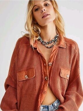 Tribal Waffle-Knit Lightweight Shacket